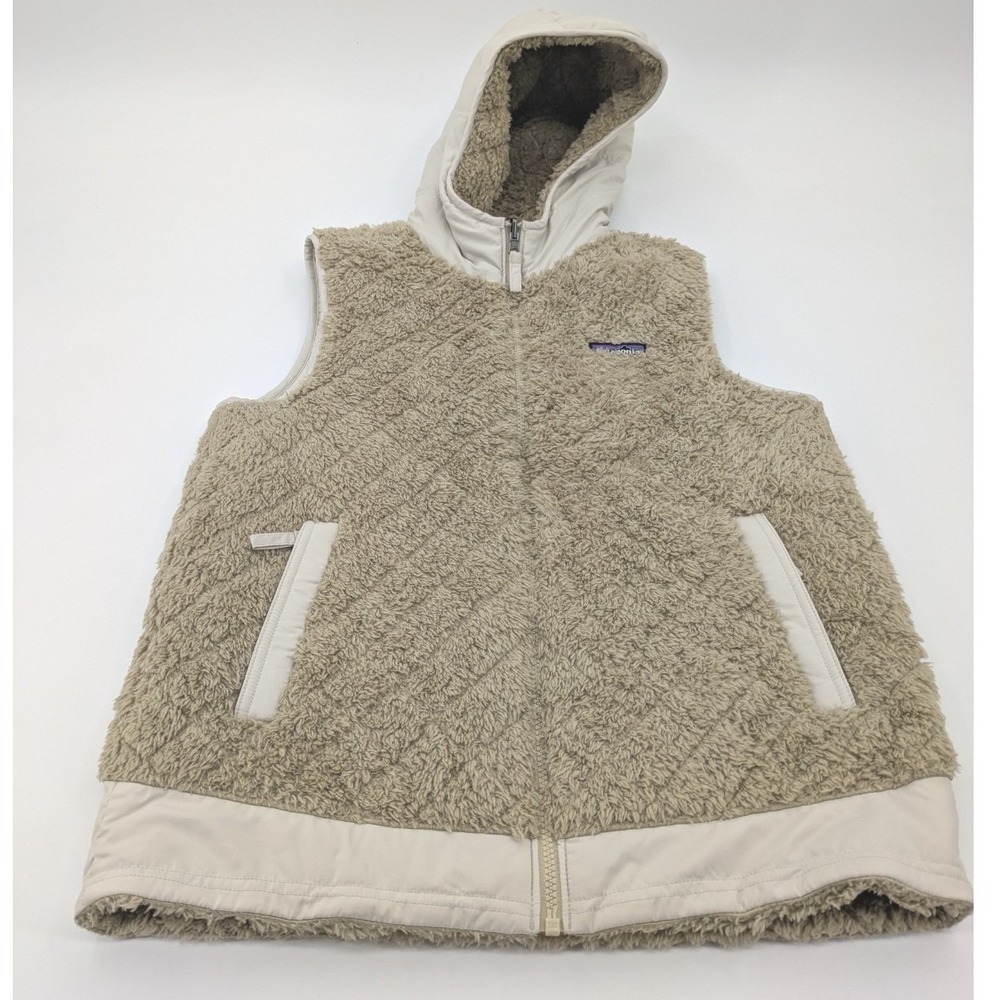 Patagonia Los Gatos Hooded Reversible Vest Womens Size M Fleece Puffer 25221 EUC